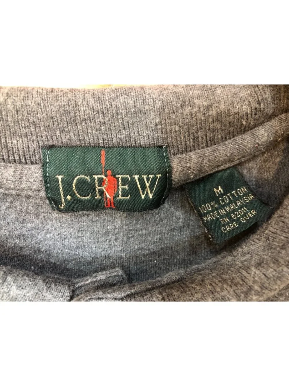 J Crew Oarsman Cotton Short Sleeve Gray Polo Collegiate Preppy Coastal Size M